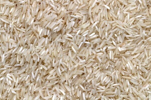 White rice grains close up