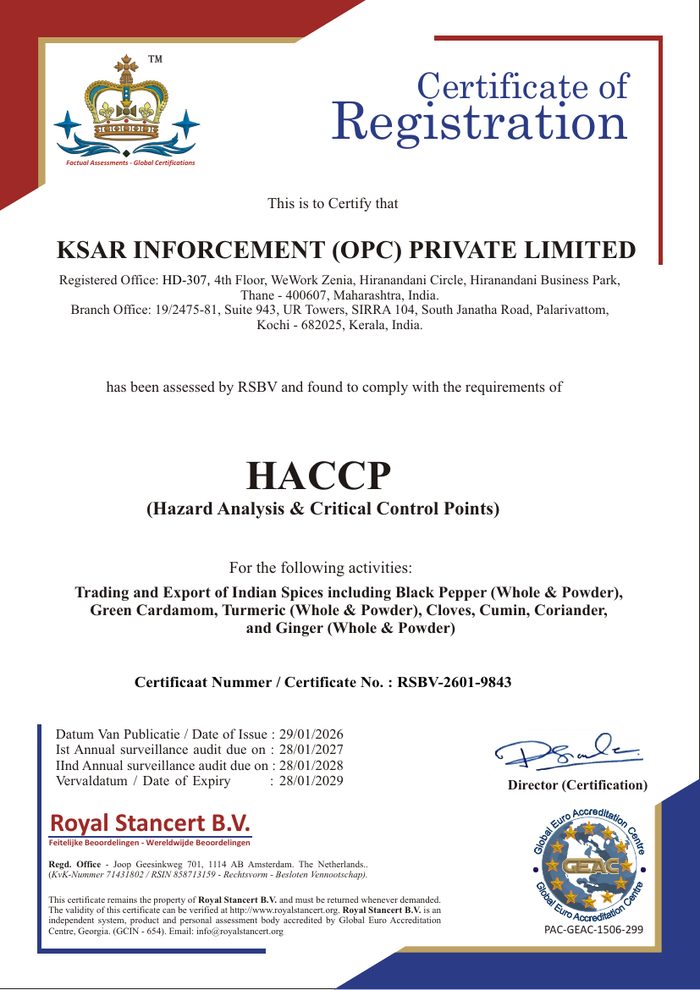 HACCP certificate