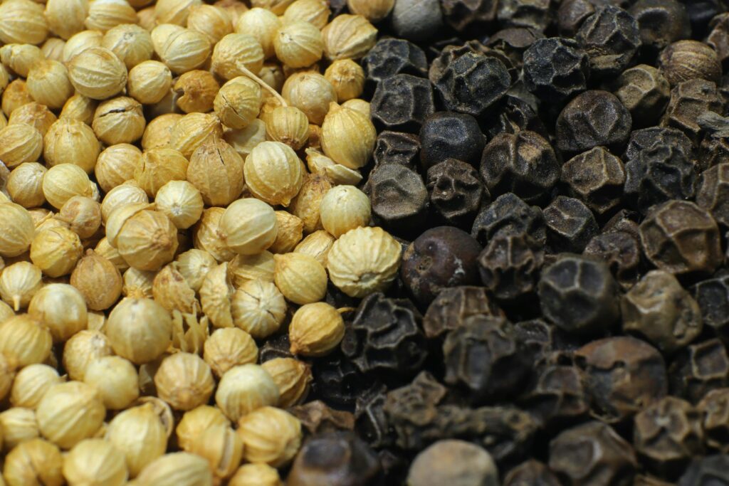 Types of black pepper for export from India — whole peppercorns, ground pepper, organic, and cracked varieties